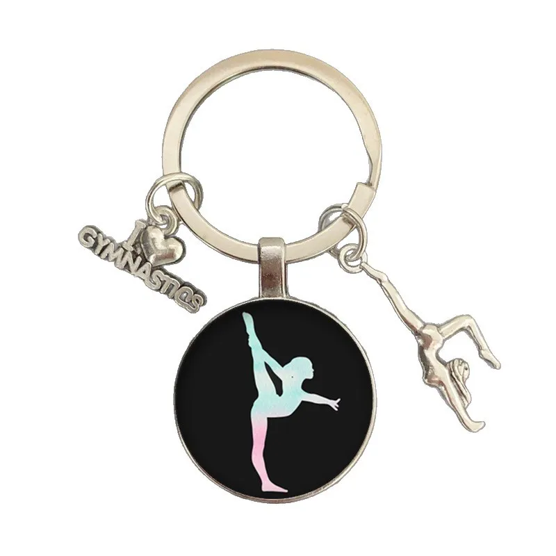 Rhythmic Gymnastics Round Keychain – Stylish Creative Keyring with Gymnast Pattern, Fashion Accessory for Sports Lovers & Athletes